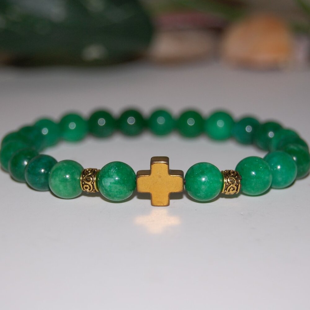 Cross Bracelet,Jade Bracelet,Green Jade Cross Bracelet
